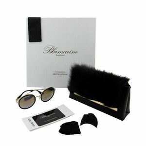 New Blumarine 40th Year Anniversary Black Gold Women Sunglasses Round, Faux-Fur